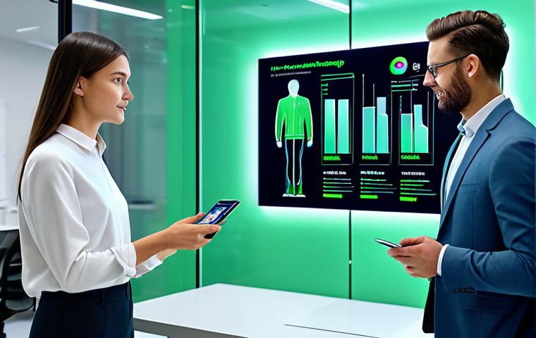 **

"AI-powered green marketing campaign. A diverse group of people interacting with a holographic display showing data analytics of eco-friendly product sales, fully clothed, professional attire, modern office environment, safe for work, perfect anatomy, natural proportions, high quality."

**